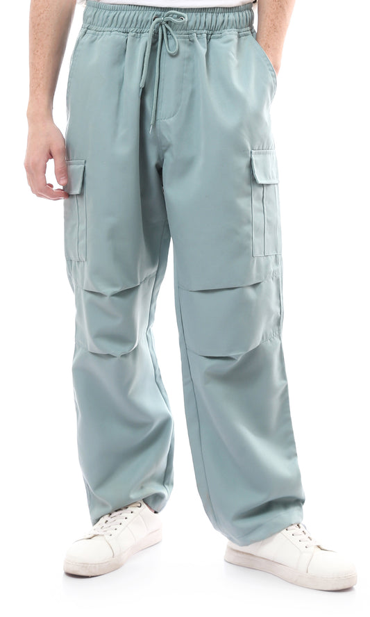 O170541 Mint Green Cargo Pants With Multi-Pockets