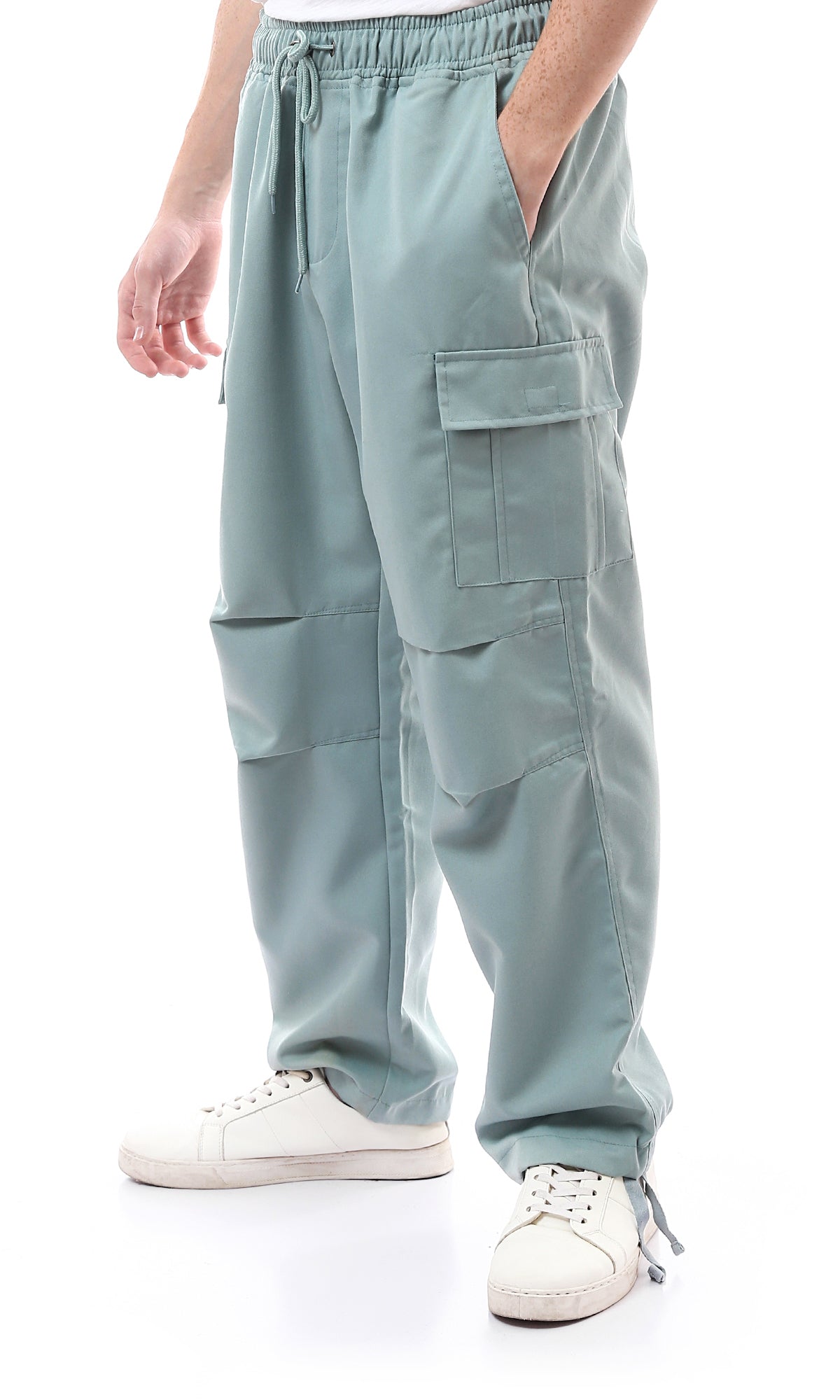 O170541 Mint Green Cargo Pants With Multi-Pockets