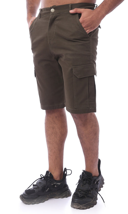 Men's Olive Earth-Tone Cargo Utility Shorts - 0170551