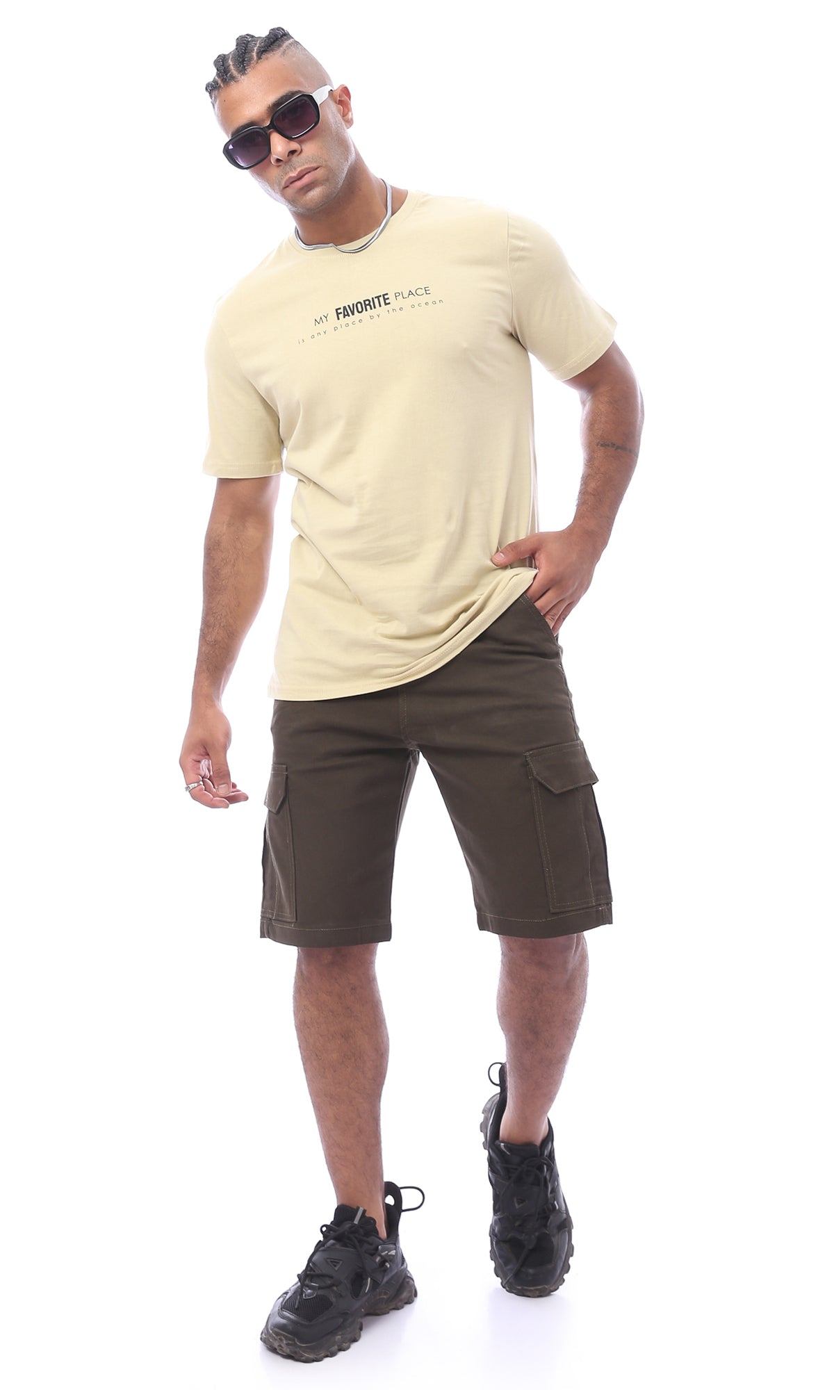 Men's Olive Earth-Tone Cargo Utility Shorts - 0170551