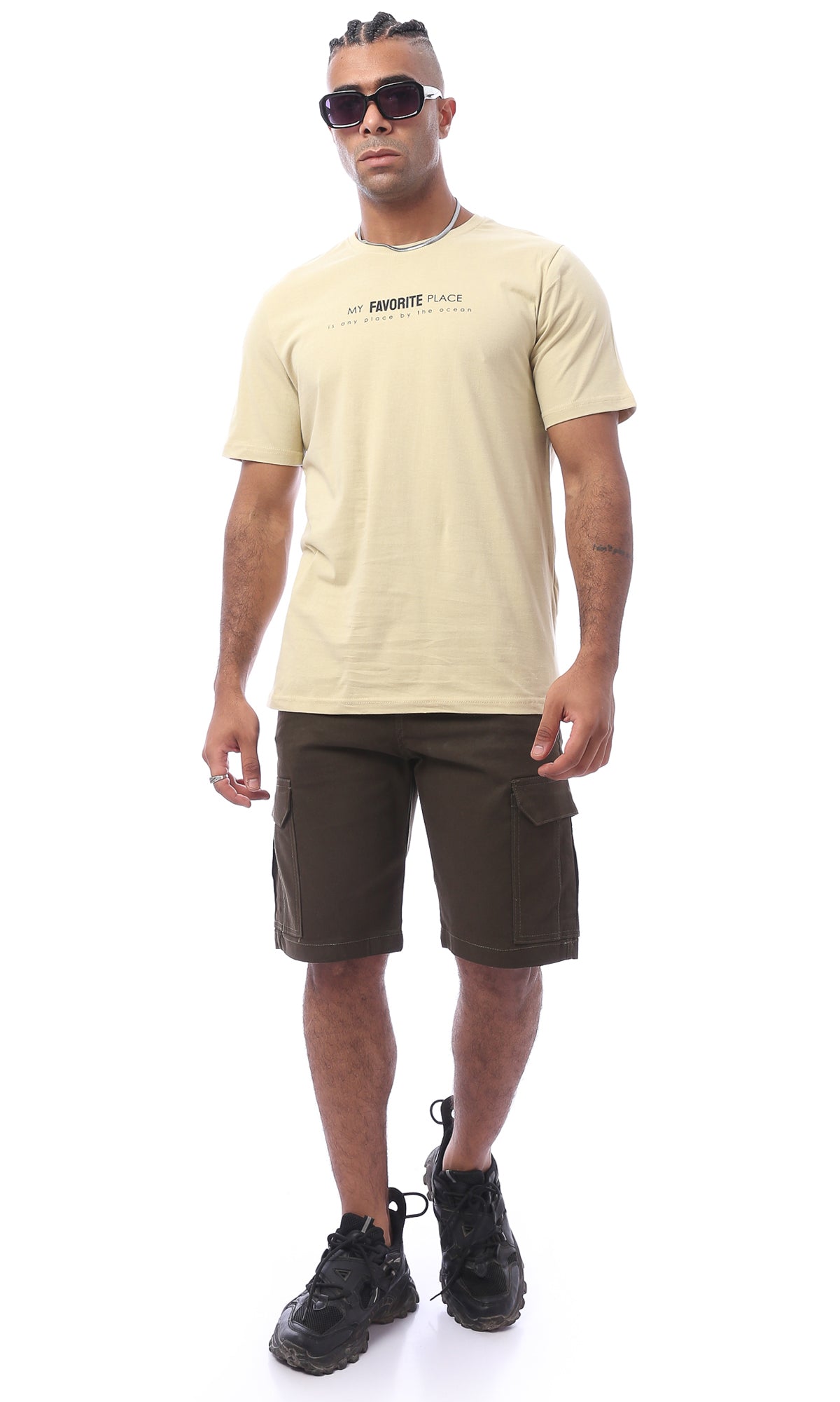 Men's Olive Earth-Tone Cargo Utility Shorts - 0170551