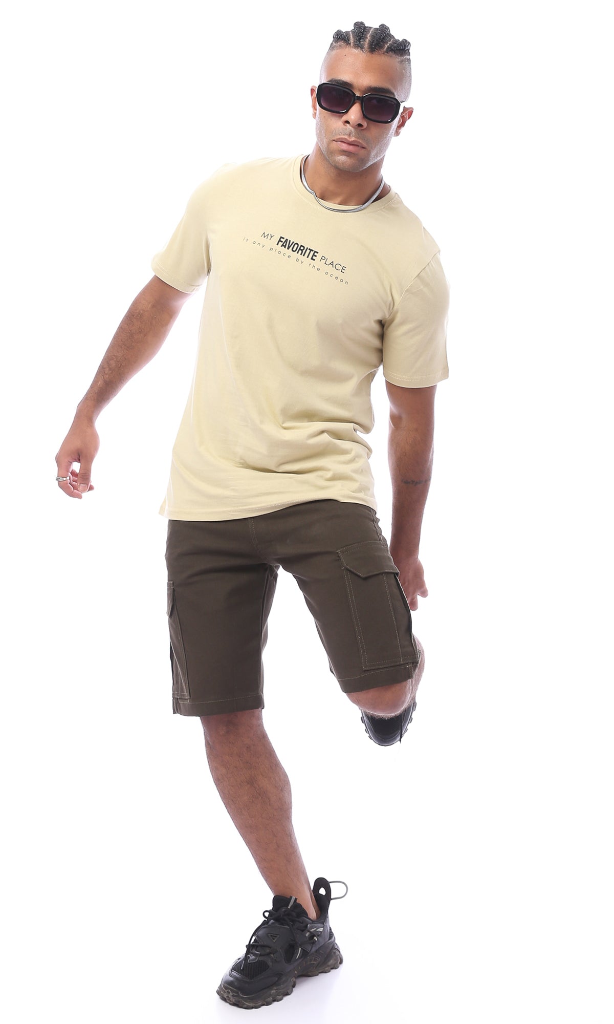 Men's Olive Earth-Tone Cargo Utility Shorts - 0170551