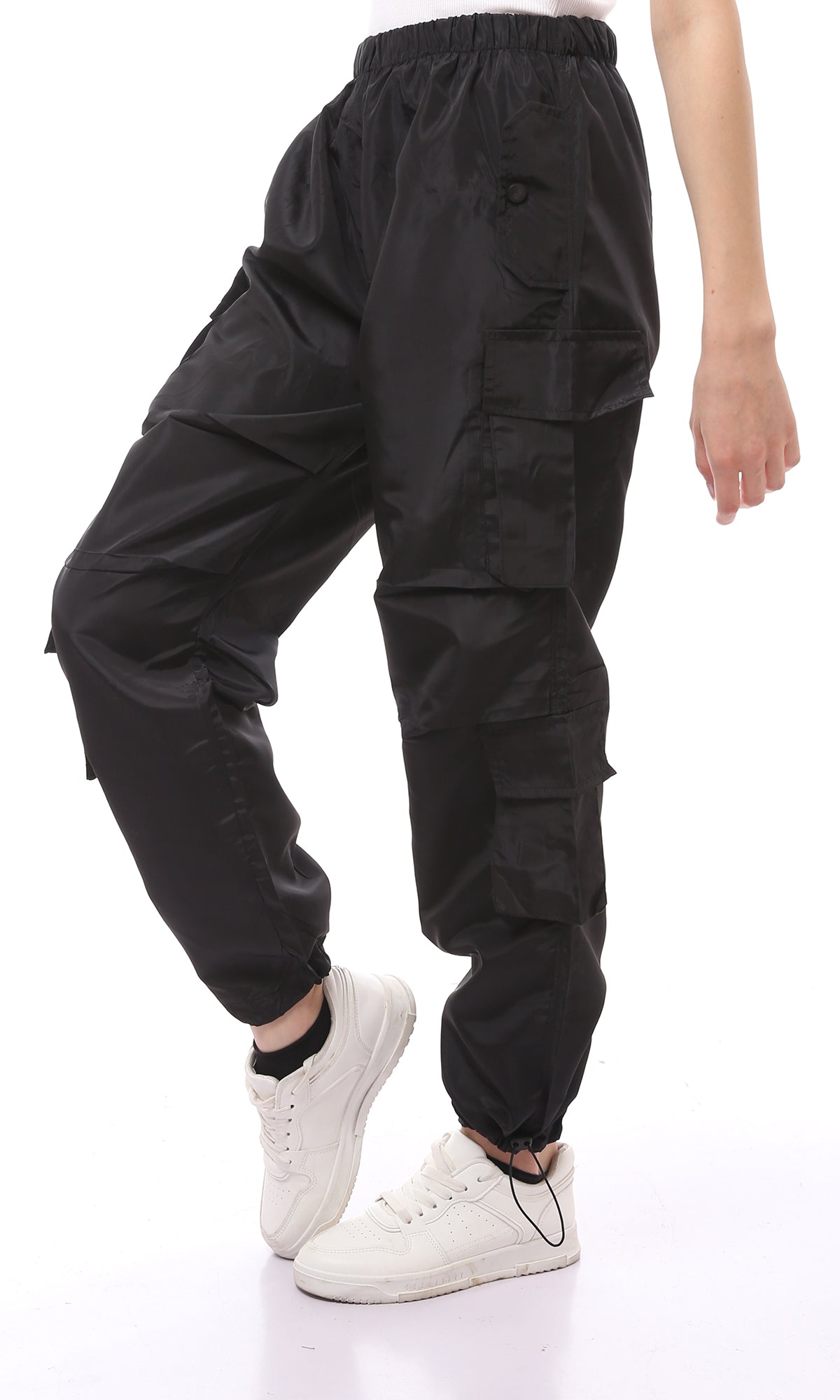 O170600 Adjustable Elastic Waist Black Waterproof Pants