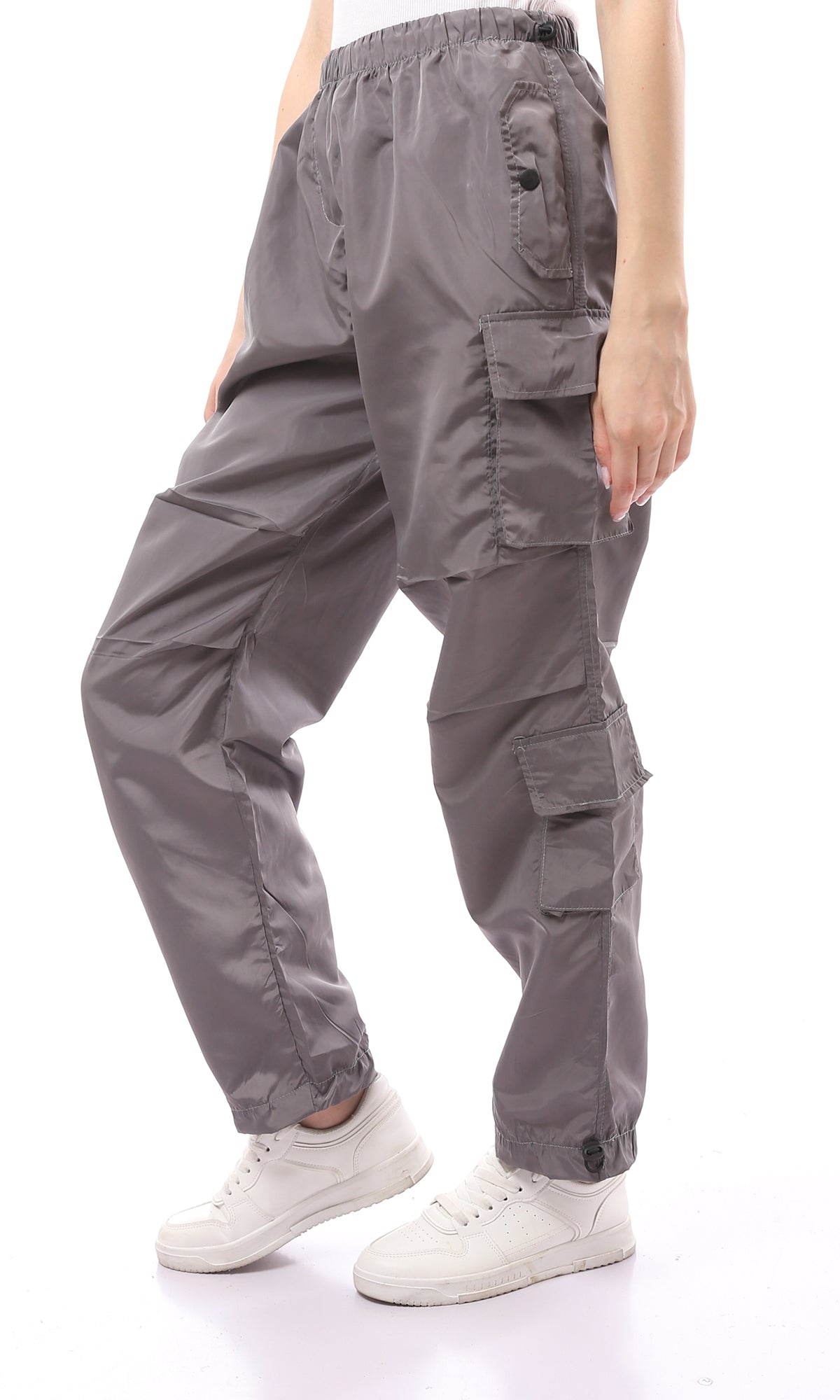 O170601 Dark Grey Waterproof Pants With Patched Pockets