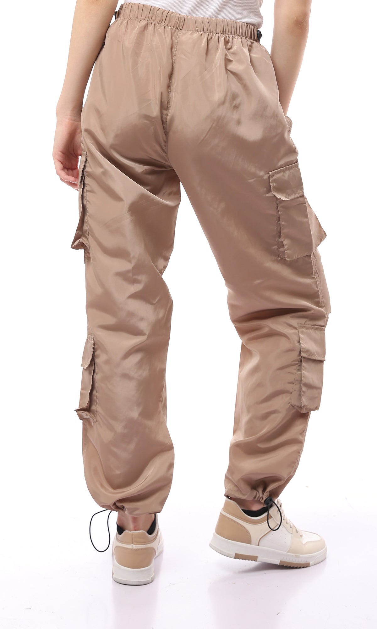 O170603 Coffee Casual Waterproof Pants With Hem