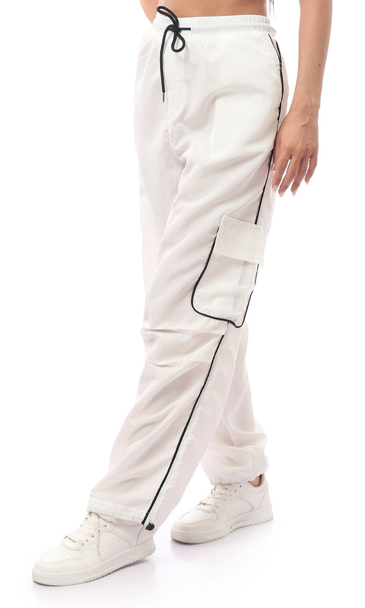O170606 Cotton Slip On Trousers With Drawstrings And Hem
