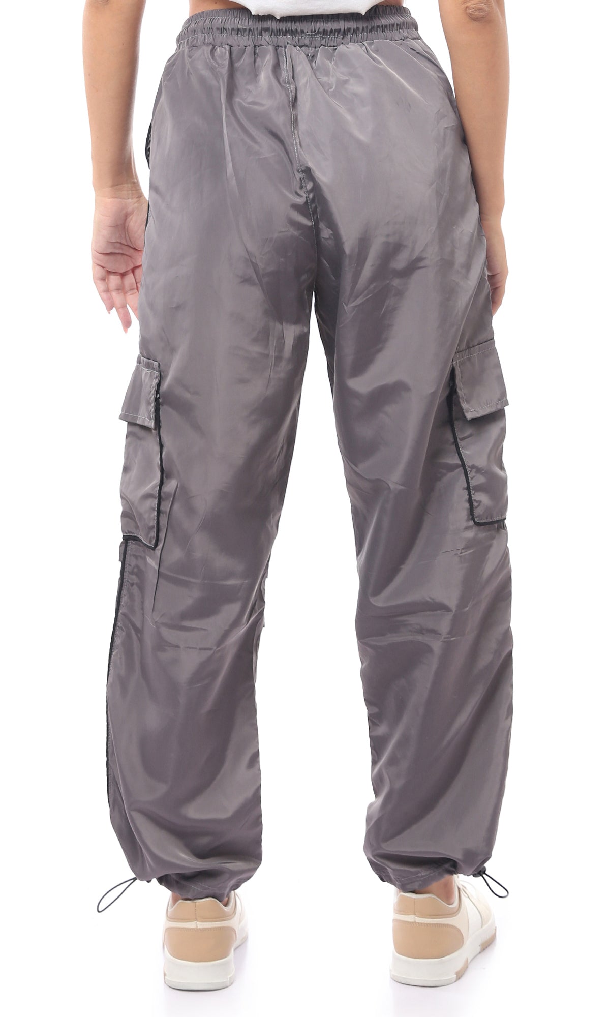 O170607 Grey Slip On Reflective Trousers With Elastic Waist