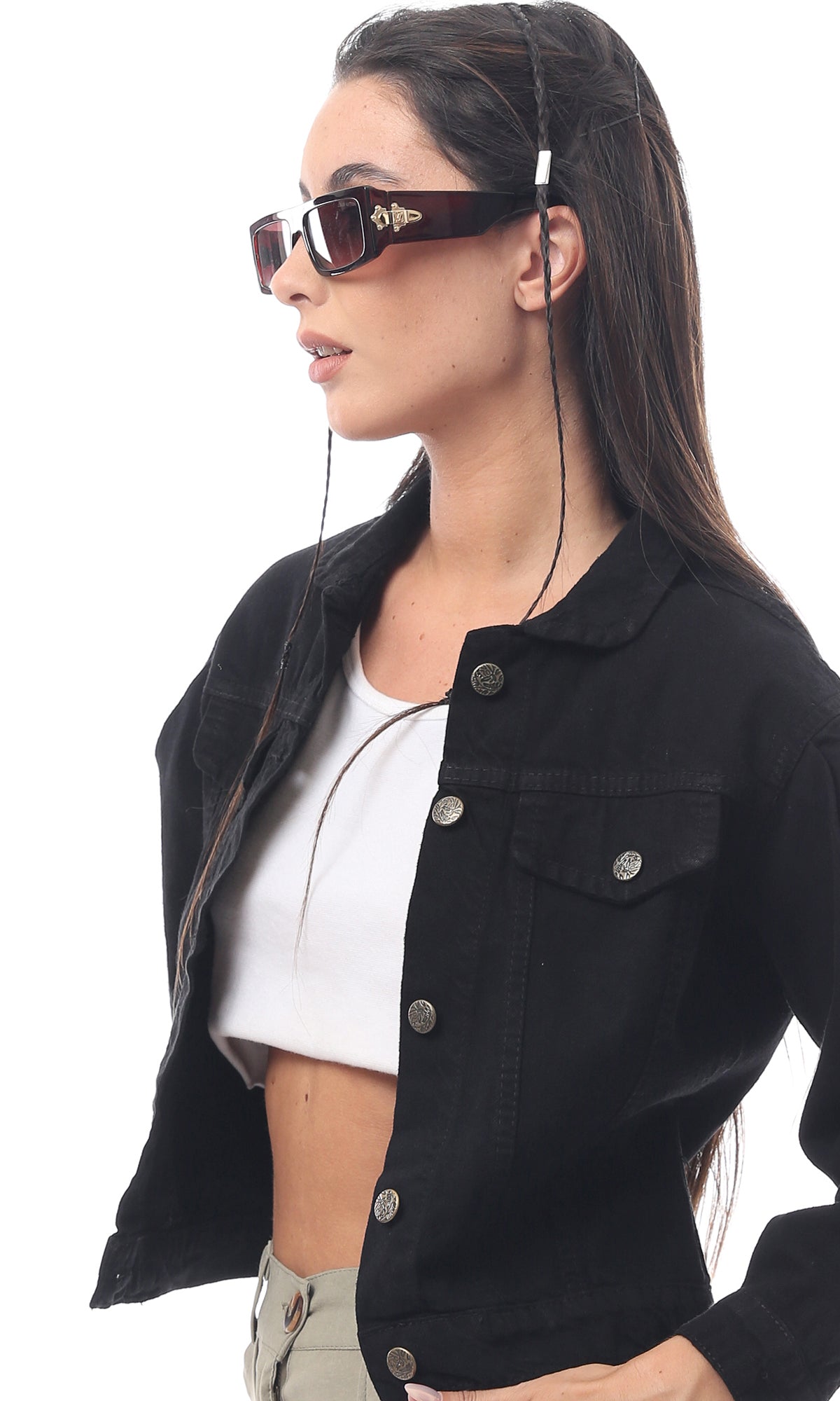 Black Regular Fit Buttoned Waist Length Jacket - O170805