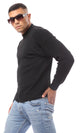 O171142 Knitted Black Acrylic Mock Neck Pullover