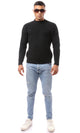 O171142 Knitted Black Acrylic Mock Neck Pullover