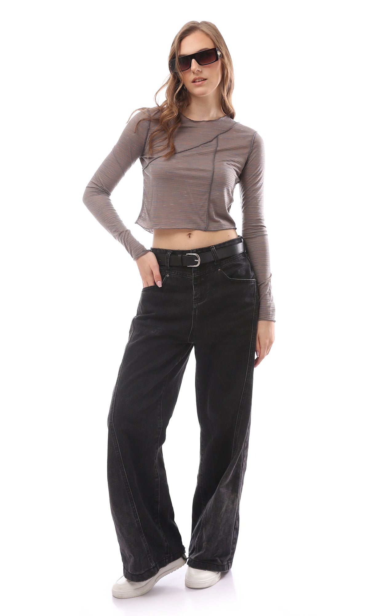 Heathered Grey Exposed Seam Cropped Tee - O171156