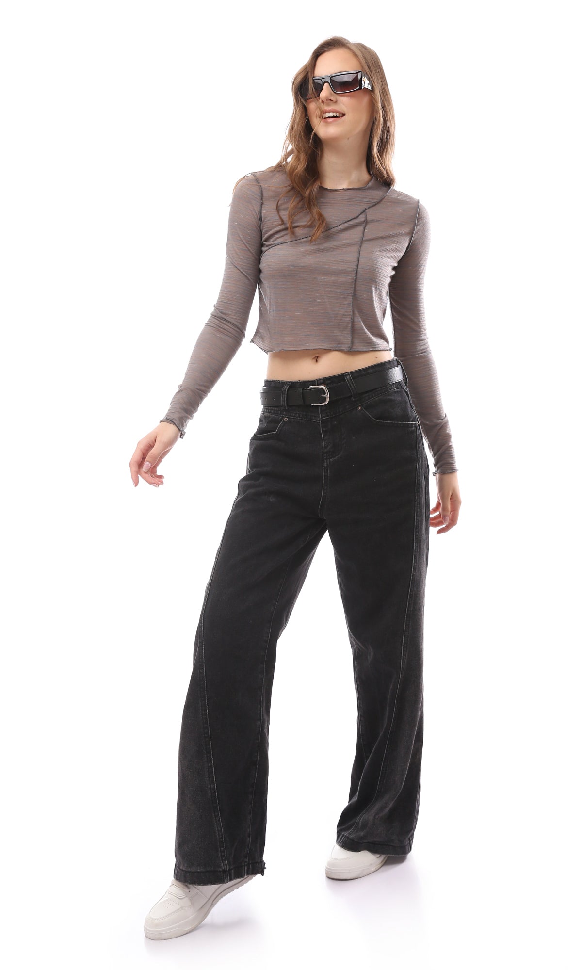 Heathered Grey Exposed Seam Cropped Tee - O171156
