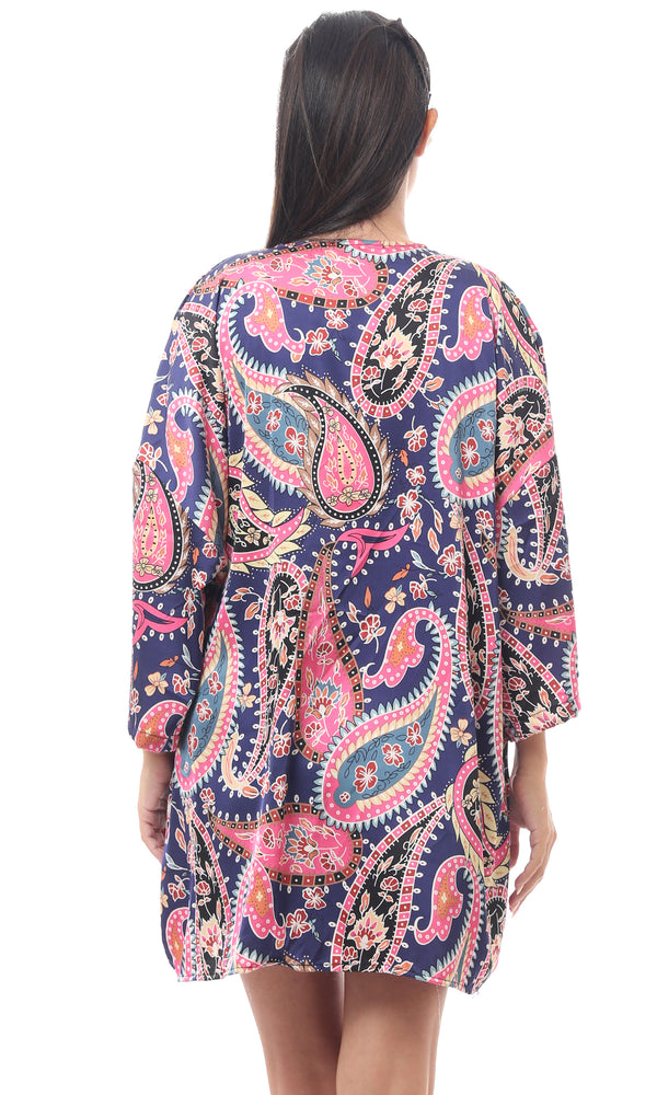 كارديجان ملون بأزهار برقبة دائرية سهل الارتداء