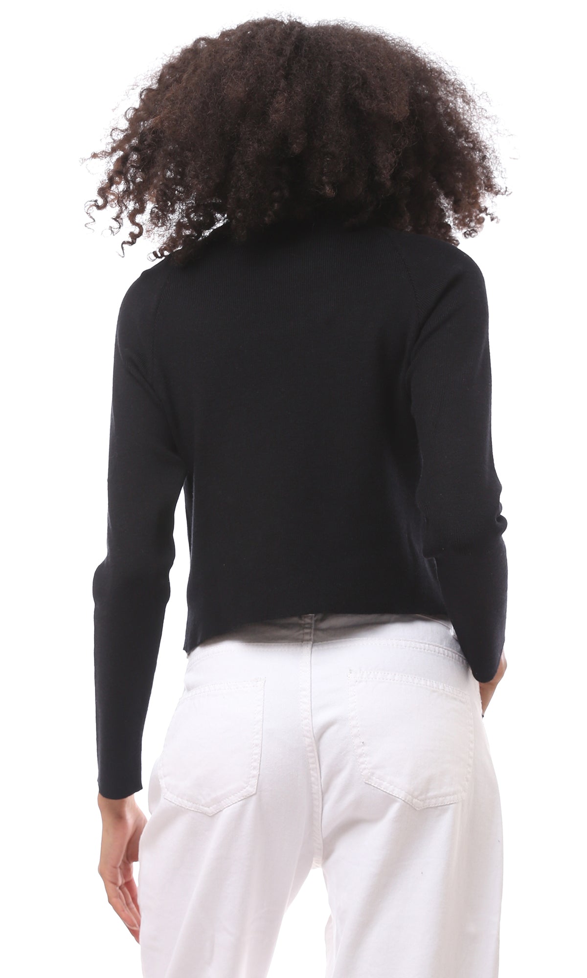 O171606 Black Mock Neck Solid Basic Pullover