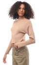 O171608 Dark Nude Regular Fit Ribbed Basic Pullover