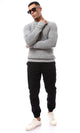 O171749 Heather Grey Chunky Knit Long Sleeves Pullover