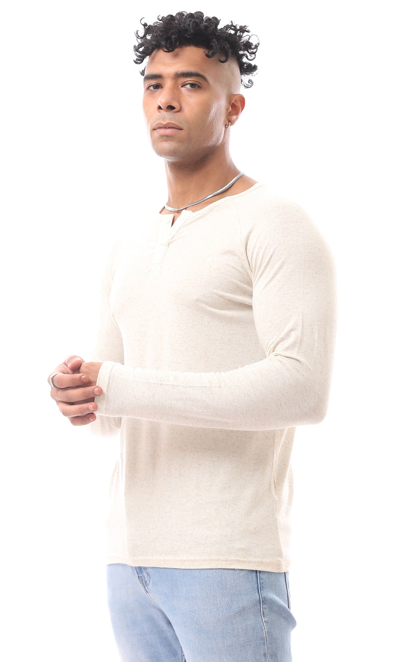 O171795 Long Sleeve Heather Beige Tee