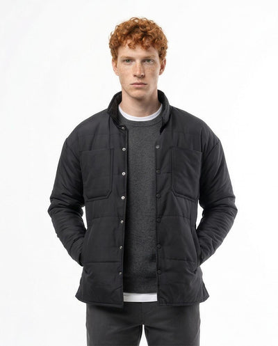 Ravin Men's Horizontal Quilted Padded Shacket - Black - O171912