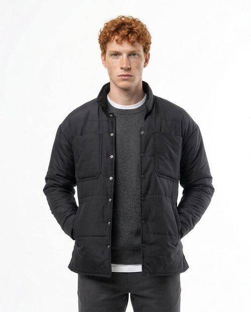 Ravin Men's Horizontal Quilted Padded Shacket - Black - O171912