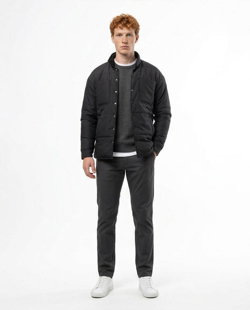 Ravin Men's Horizontal Quilted Padded Shacket - Black - O171912