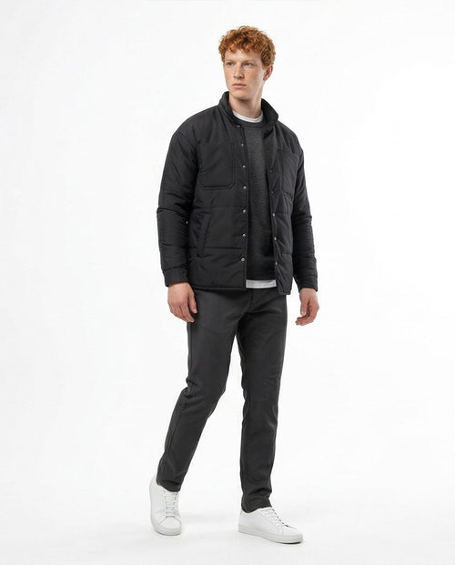 Ravin Men's Horizontal Quilted Padded Shacket - Black - O171912