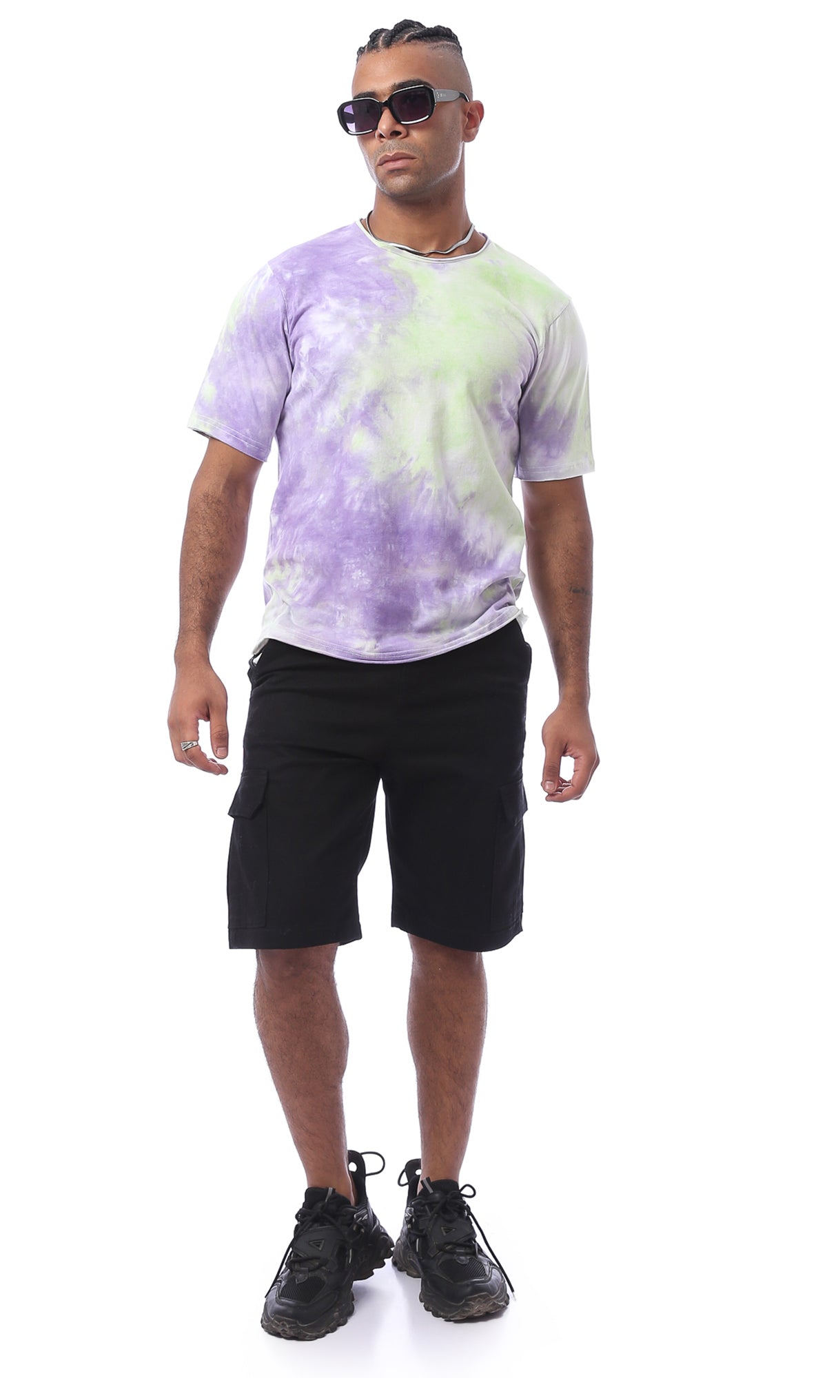 O172001 Purple & Green Tie Dye Tee
