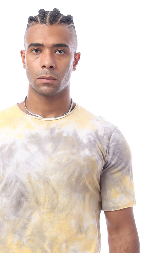 تيشيرت أصفر & رمادي بأكمام قصيرة