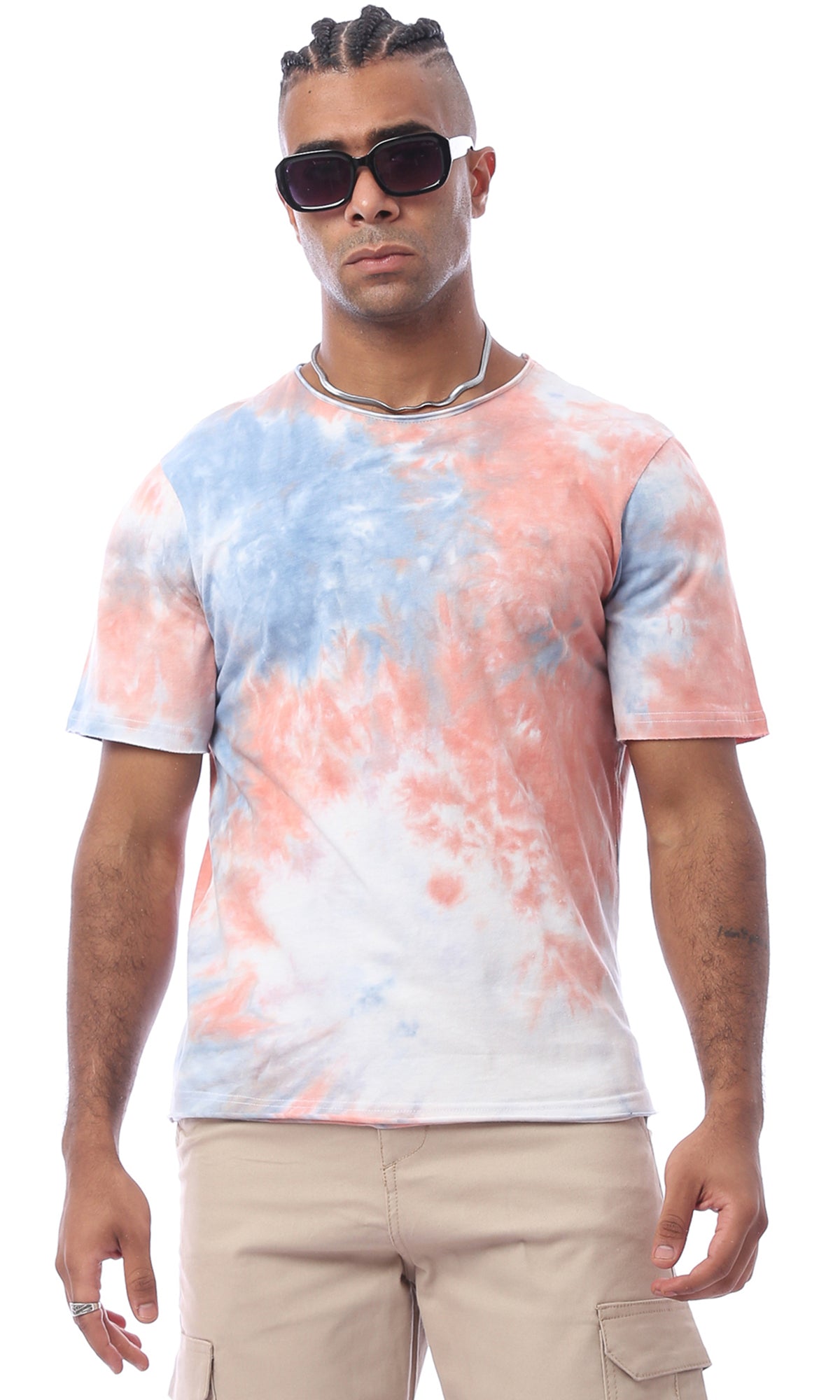 O172004 Tie Dye Round Neck Summer Tee