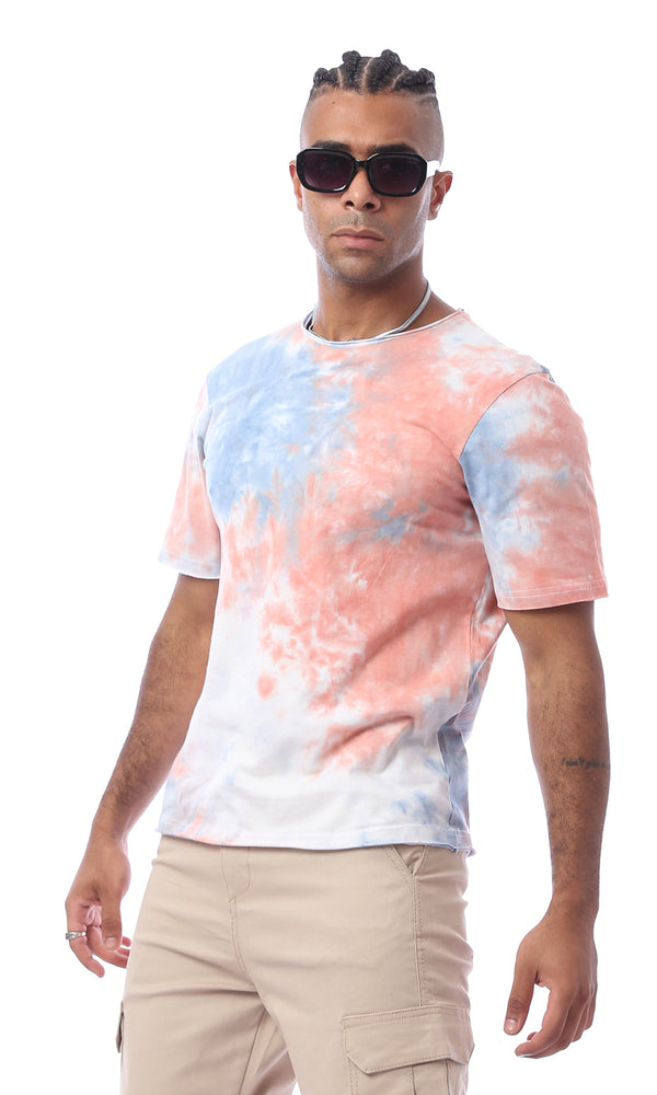 تيشيرت صيفي ملون برقبة مستديرة