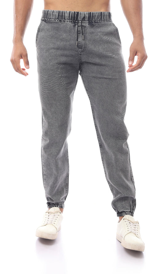 O172049 Slip On Elastic Waist Grey Jeans