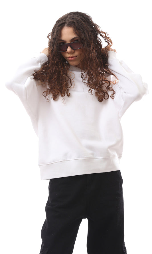 O172205 White Solid Sip On Regular Fit Hoodie