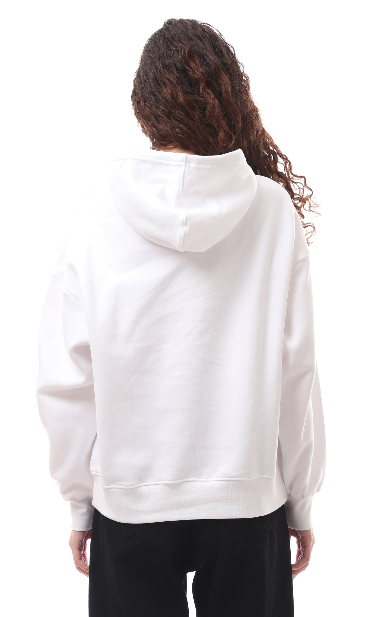 O172205 White Solid Sip On Regular Fit Hoodie