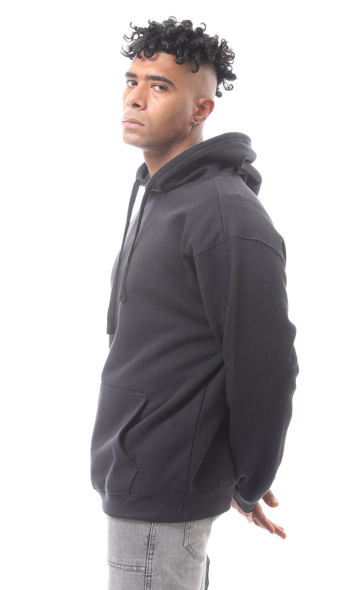 هودي مريح أسود سادة سهل الارتداء