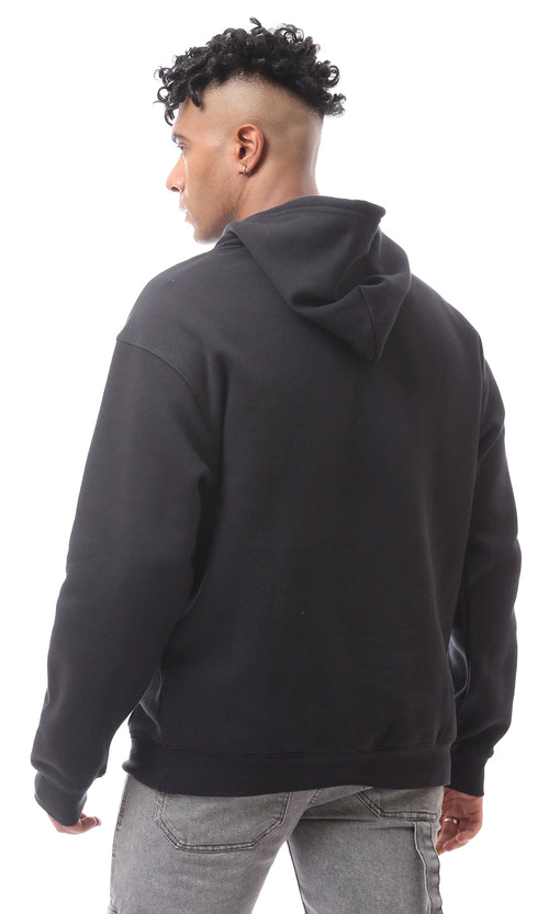 هودي مريح أسود سادة سهل الارتداء