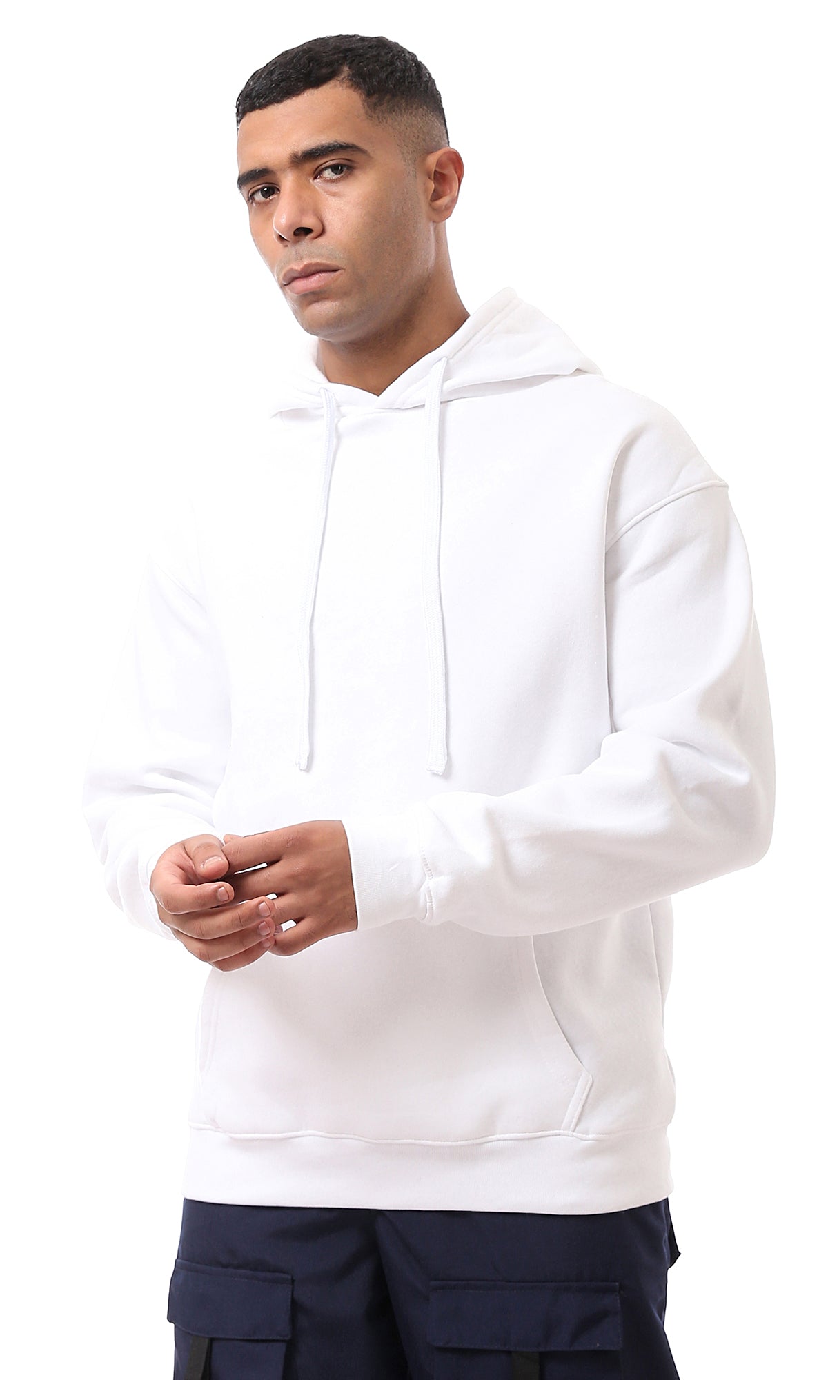 O172342 Solid Regular Fit White Coziness Hoodie