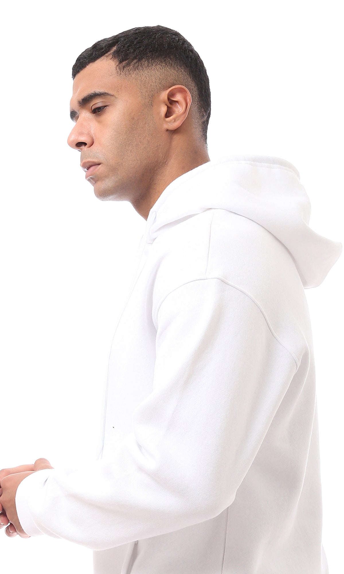 O172342 Solid Regular Fit White Coziness Hoodie