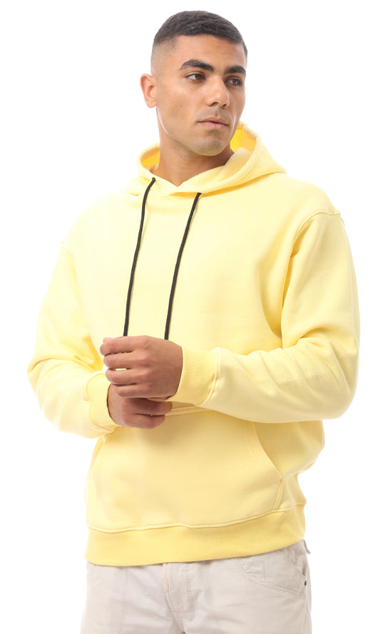 O172349 Yellow Cotton Slip On Hoodie With Drawstrings