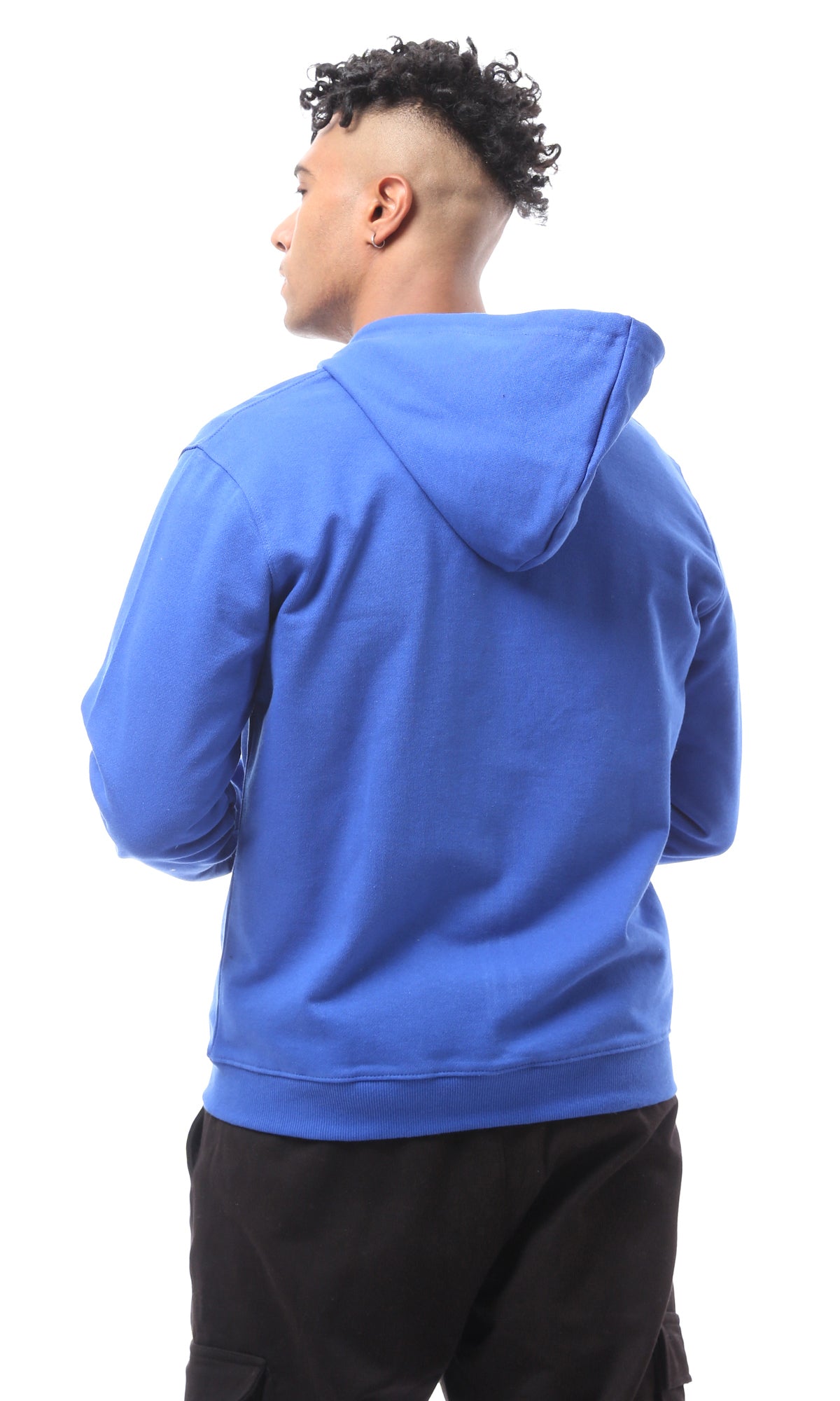 O172368 Blue Fly Zipper Solid Long Sleeve Sweat Shirt