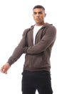 O172372 Brown Fly Zipper Solid Sweat Shirt