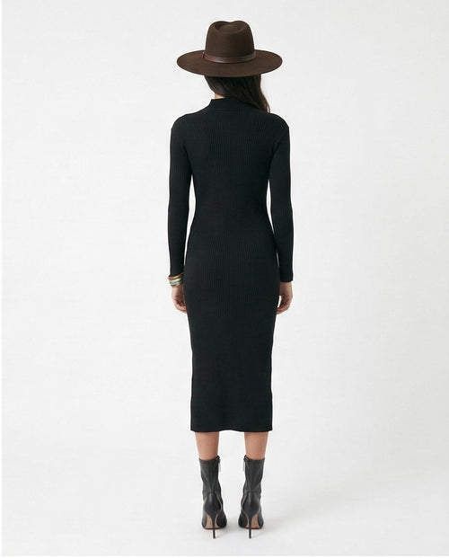 Ravin Ribbed Mock Neck Bodycon Dress in Modern Boho Style - o172553