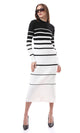 O172554 Bi-Tone Black & White Slip On Maxi Winter Dress