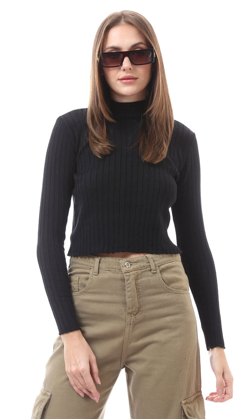 O172560 Regular Fit Slip On Black Short Basic Pullover