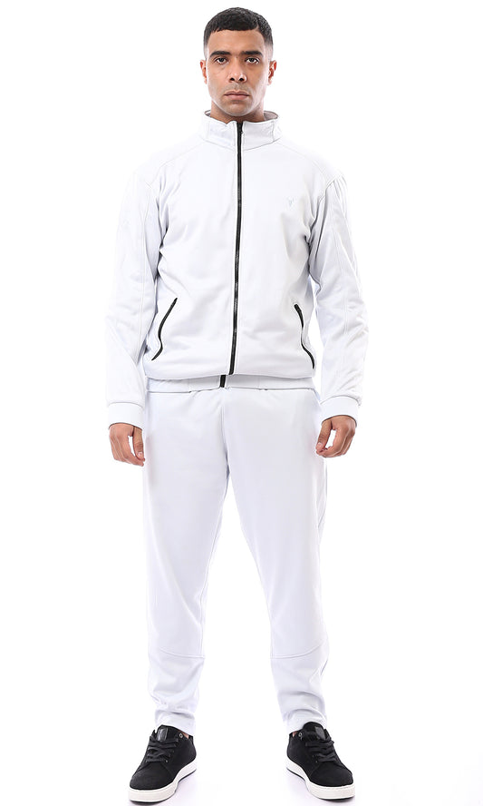 O172669 Pastel Grey Solid Pants With Inner Fleece