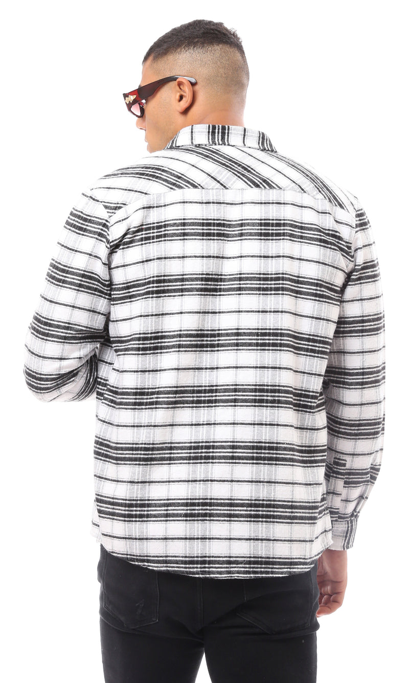 قميص مريح ملون مطبوع بأزرار 