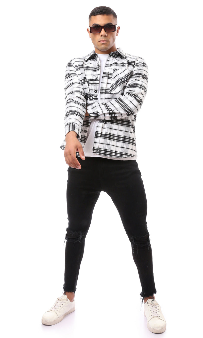 قميص مريح ملون مطبوع بأزرار 