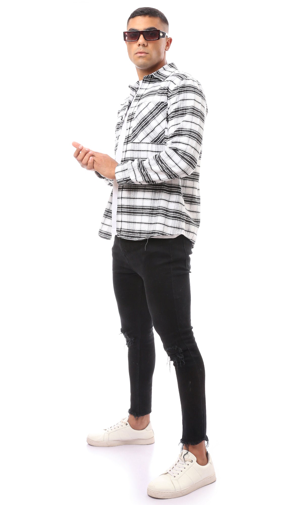 Ravin Monochrome Multi-Stripe Long Sleeve Casual Shirt