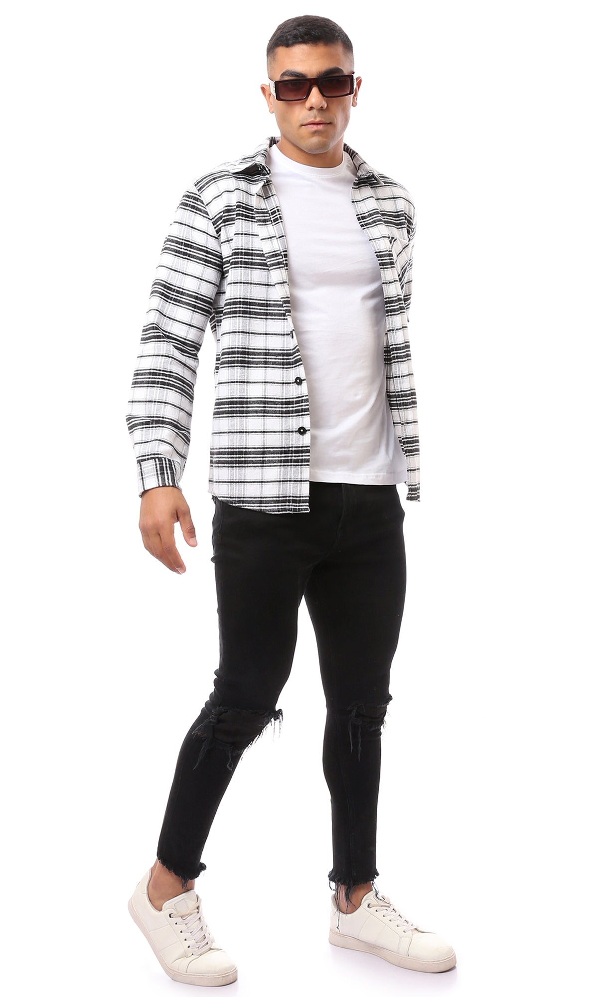 Ravin Monochrome Multi-Stripe Long Sleeve Casual Shirt