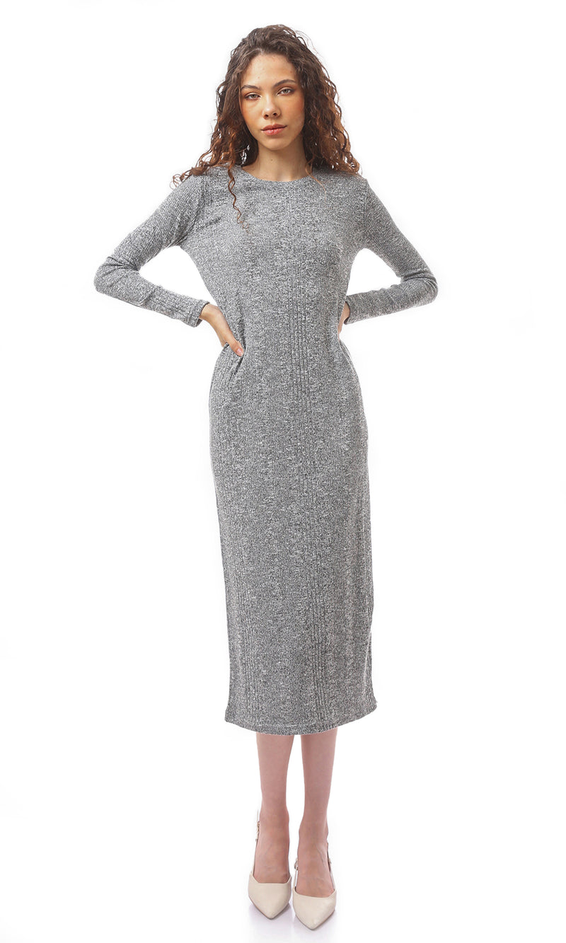 O172732 Heather Dark Grey Fashionable Slip On Dress