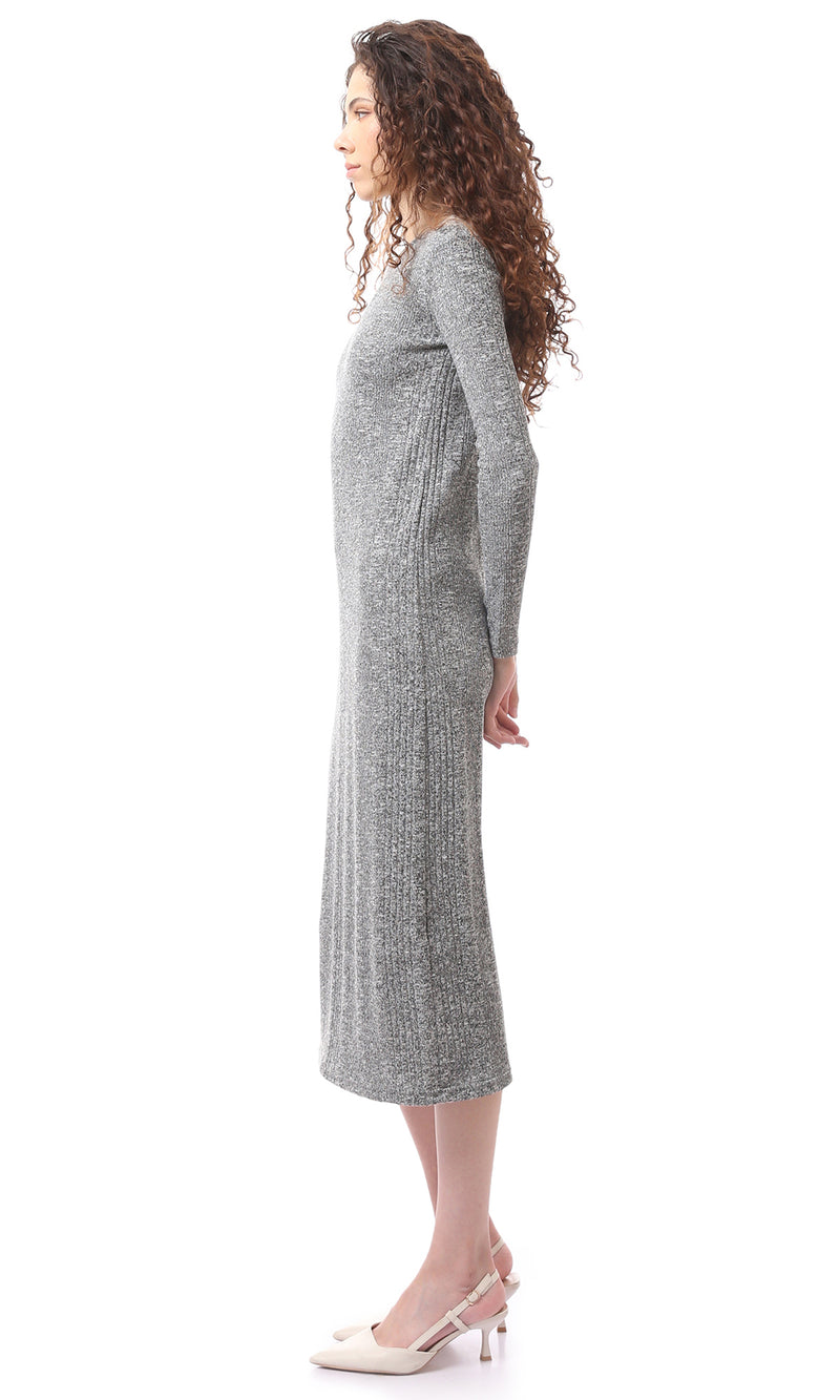 O172732 Heather Dark Grey Fashionable Slip On Dress