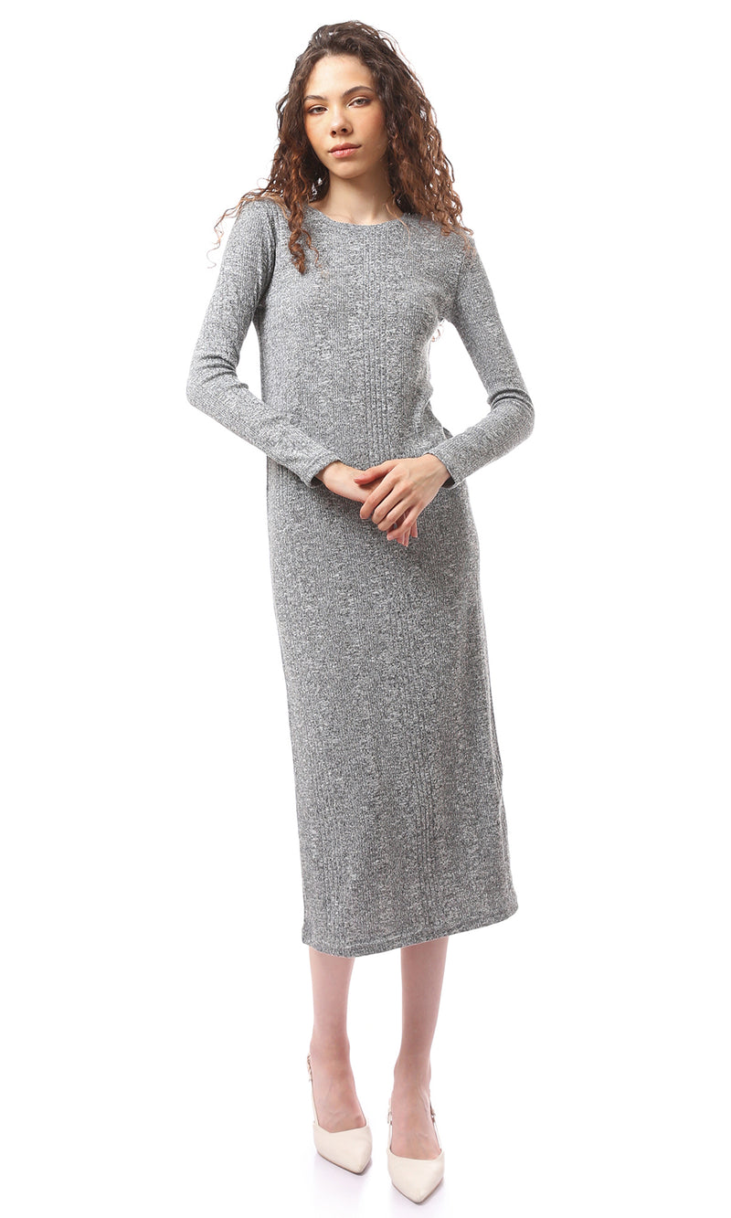 O172732 Heather Dark Grey Fashionable Slip On Dress